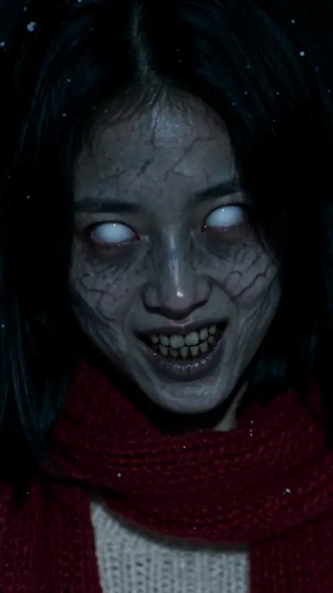Zombie girlfriend reunion AI zombie story concept in Snowed-In Cabin